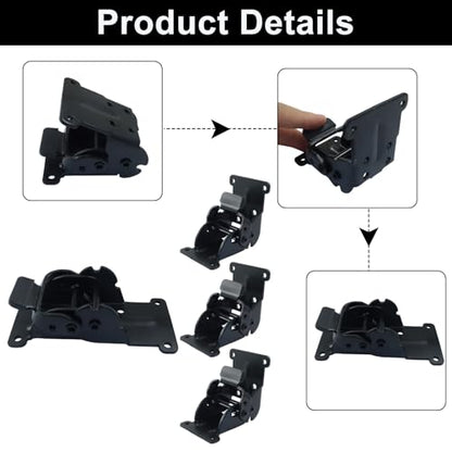 4 Pcs 180 Degree Self-Locking Brackets, Folding Hinges Adjustable Support, Non-Slip Pads Leg Fittings for Table, Bed and Desk Legs
