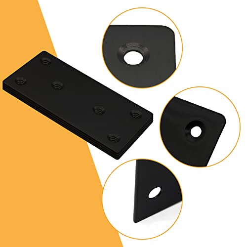 4pcs Metal Flat Straight Brace Bracket, 5'' x 1.9'' (L x W) Stainless Steel Mending Plate, Joining Bracket Wood Connectors for Furniture Corner Braces with Screws (Black) - size: 5'' x 1.9''/ 128mm x 48mm, style: Black-4pcs
