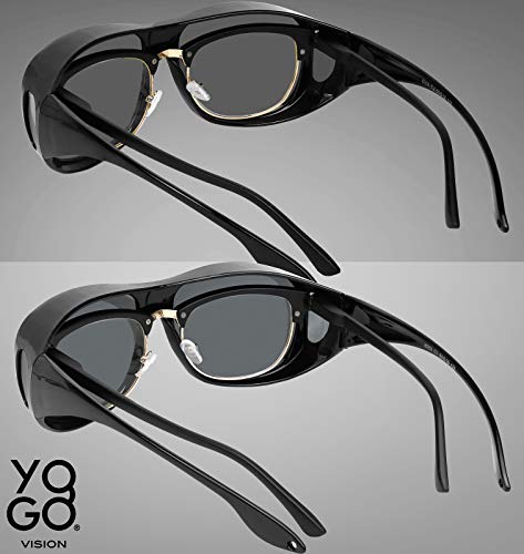 Fit Over Wrap Sunglasses Polarized Lens Wear Over Eyeglasses 100% UV Protection for Men and Women - color: Silver Mirror Lens and Smoke Lens