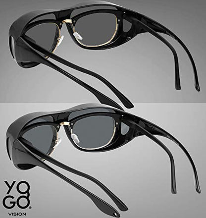 Fit Over Wrap Sunglasses Polarized Lens Wear Over Eyeglasses 100% UV Protection for Men and Women - color: Silver Mirror Lens and Smoke Lens