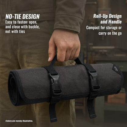 Under NY Sky Tool Roll Organizer, Heavy-Duty Wrench Bag, Portable Hand Tool Pouch for Mechanics, Electricians, and Hand Tools - color: 14 Slots Gray