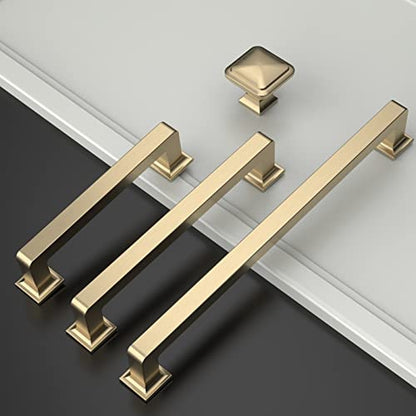 Amerdeco 10 Pack Brushed Brass Cabinet Pulls 3-3/4 Inch(96MM) Hole Centers Kitchen Cabinet Handles Cabinets Hardware Kitchen Handles for Cabinets Cupboard Handles Drawer Pulls ZH0019 - color: Brushed Brass, size: 3.75"/96mm Hole Center