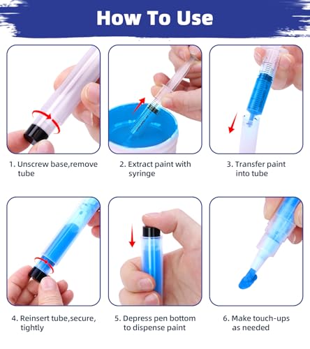 Fillable Touch Up Paint Pen Brush, 3 Pcs Paint Pen for Wall Touch Up, Refillable Paint Pens for Walls, Wood Floors, Cabinets, Windows, Doors (6 Pcs Pack of 1) - size: 6 Pcs(pack of 1)