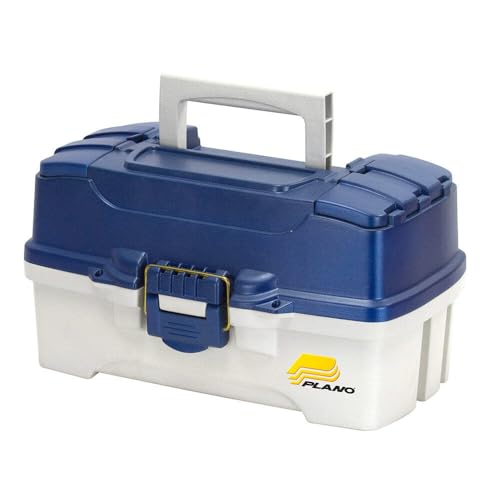 Plano 2-Tray Tackle Box with Dual Top Access, Blue Metallic/Off White, Premium Tackle Storage, 620206, One Size - color: Blue/White, style: Two-Tray