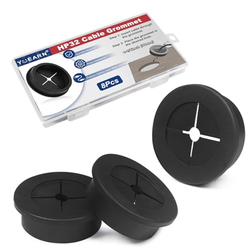 1-1/4 Inch Cable Grommet (32mm)– 8 Pcs Flexible Rubber Cable Hole Plugs for Power Supply Cabinets, Machinery Boxes (Black) - size: 8pcs 1-1/4"(32mm)