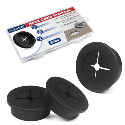 1-1/4 Inch Cable Grommet (32mm)– 8 Pcs Flexible Rubber Cable Hole Plugs for Power Supply Cabinets, Machinery Boxes (Black) - size: 8pcs 1-1/4"(32mm)
