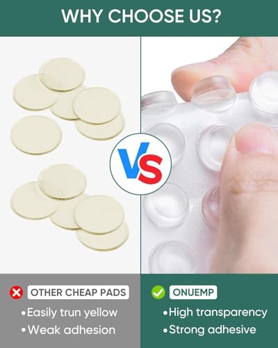 ONUEMP 164pcs Cabinet Door Bumpers Clear, Adhesive Rubber Feet Silicone, Sound Dampening Door Slam Stopper Non Slip Furniture Pads Wall Protector for Cutting Board, Drawers, Glass Cabinet - size: 164PCS