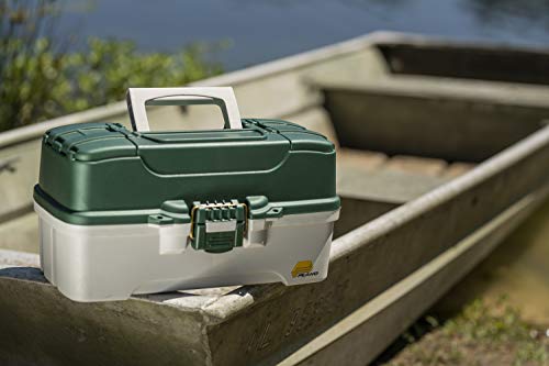 Plano 3-Tray Tackle Box with Dual Top Access, Dark Green Metallic/Off White, Premium Tackle Storage - color: Dark Green Metallic/ Off White, style: Three-Tray