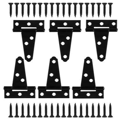 6 Pack 2 Inch T Strap Hinges, Shed Door Gate Hinges, Heavy Duty Black Outdoor Tee Hinge for Wooden Fences, Barn Door Gates Hinge for Shed Door Hardware - size: 2 Inch