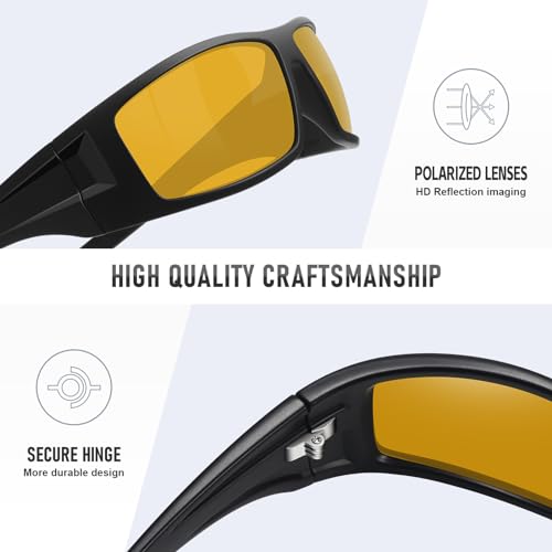 Polarized Sports Sunglasses for Men Women Unbreakable Frame Cycling Fishing Wrap Around Sunglasses UV400 Protection - color: 1-black Frame/Brown Lens