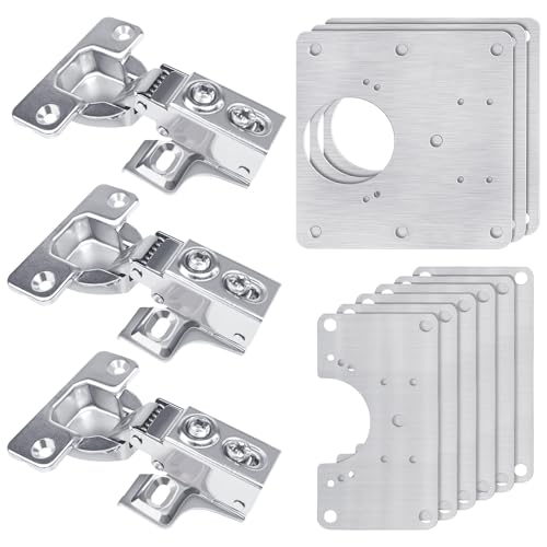 3 Pcs Cabinet Door Hinges, Cabinet Hinge Repair Plate Kit Fix Loose Sagging Cabinet Doors,Hinge Repair Plates for All Home Cabinets,Door Repair Kit Include(9 Repair Panels+3 Hinges+54 Screws) (3)