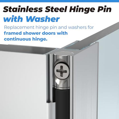 Stainless Steel Hinge Pin fits Framed Shower Door, Pivot Hinge Pin 5/16" Diameter and Washer 2 Pack - size: ‎2CSHP516