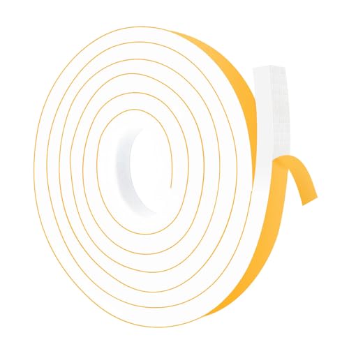 CR Foam Door Insulation Strip, 1 in x 1/2 in x 10Ft White Adhesive Weather Stripping, Draft and Noise Reduction,Weatherproof,Use for Sliding Door,Door Frame,Window - color: White, size: 1 in x 1/2 in x 10 Ft