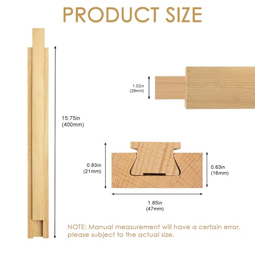 Wood Drawer Slides Classic Guide Center Mount Track 15.7 Inches, Wooden Undermount Drawer Glides Bottom Rails Replacement Kit(L002-16In)