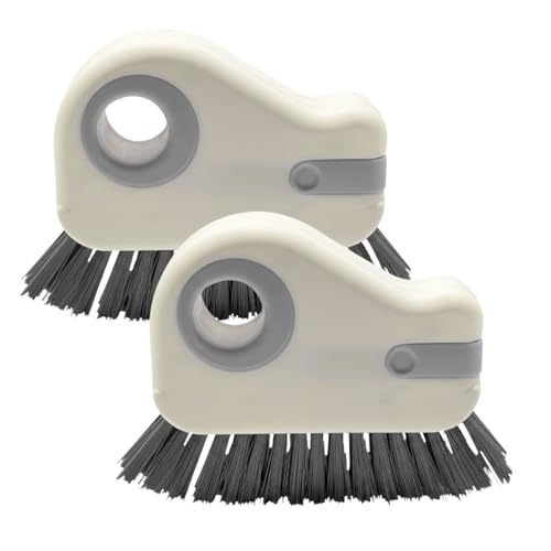 YoRise 2 in 1 Car Groove Cleaning Brush, Multifunctional Hard Bristle Car Window Track Cleaner Tool with Hidden Scraper, Universal Auto Door Crevice Cleaning Accessories for Window Sill(Gray-2PCS) - size: Gray-2PCS