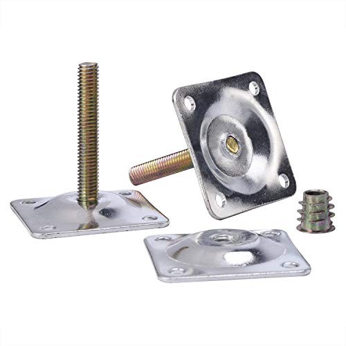4PCS Leg Mounting Plates with Screws for Sofa Couches Tables Furniture Legs Brackets Hardware Attachment Plates Brackets M8 T-Plates