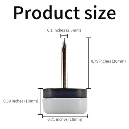 20pcs Nail on Furniture Glides 0.71 Inch (18mm) Diameter Double Thick Nylon White Chair Leg Floor Protectors Furniture Sliders Pads Table Foot Gliders for Hardwood Carpet and Tile Floors - size: 0.71 Inch (18mm)-White-20P