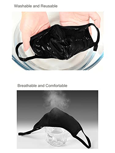 GALAXYLENSE 5 Packs Cotton Washable,Reusable Black Face Mask, Mouth Cover Breathable For Personal Care Protection - color: 4 Packs Black ...