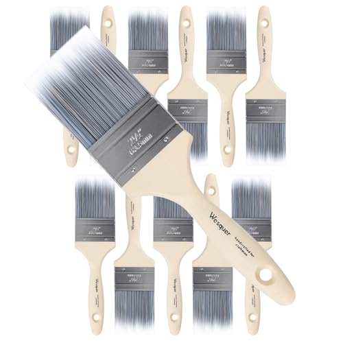Wesquer 2.5 Inch Professional Paint Brushes 12-Pack, Premium Synthetic Bristles for Smooth Finish, Easy to Clean & Reusable for Wall, Cabinet, Interior & Exterior Painting - size: 2.5 inch (12 pack)