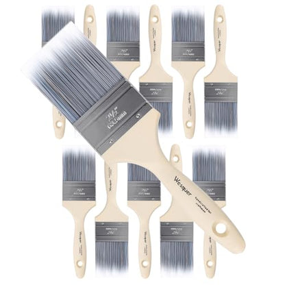 Wesquer 2.5 Inch Professional Paint Brushes 12-Pack, Premium Synthetic Bristles for Smooth Finish, Easy to Clean & Reusable for Wall, Cabinet, Interior & Exterior Painting - size: 2.5 inch (12 pack)