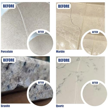 Tile Repair Kit - Porcelain Repair Kit for Repairing Scratches, Chips, Dents, Hole on Bathtub and Shower Tray, Ceramic Repair Filler for Acrylic, Fiberglass, Perfect Restoration of Marble Countertop