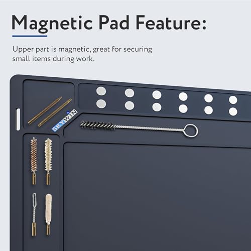 Skywin Cleaning Mat - Anti-Slip Shooting Mat for Gun Cleaning Mat, Magnetic Mat, Rubber Mat Repair Workbench Mat for Gun Mats Cleaning - style: Rectangular (47x16 IN)