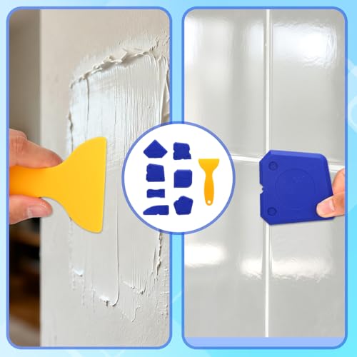 8pcs Silicone Caulking Tool, Professional Sealant Finishing Grout Tool with Multiple Shape Scraper & Caulk Remover for Kitchen Bathroom Floor Window & Sink