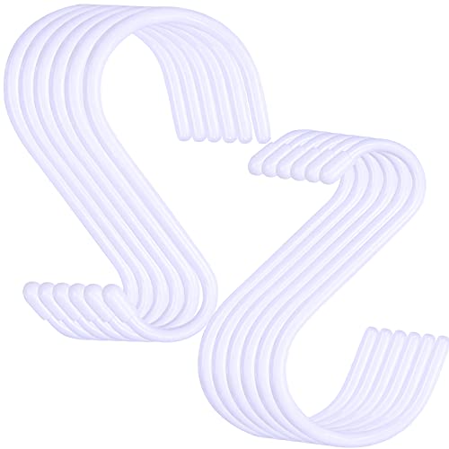 DINGEE 6 Inch Large White Heavy Duty S Hooks, 12 Pack, 7mm Thick Vinyl Coated, Non Slip Sturdy Metal S Hooks for Hanging Plants, Close, Bird Feeders, Large Objects, Tools, Bikes - color: White, size: 6 Inch-12 Pack