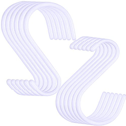 DINGEE 6 Inch Large White Heavy Duty S Hooks, 12 Pack, 7mm Thick Vinyl Coated, Non Slip Sturdy Metal S Hooks for Hanging Plants, Close, Bird Feeders, Large Objects, Tools, Bikes - color: White, size: 6 Inch-12 Pack