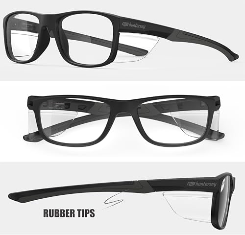 HTS HUNTERSKY TR90NZZ Safety Glasses with Side Shield Small Size Women Men ANSI Z87 Anti Fog Scratch Resistant Lab Pickleball - color: Clear/Smoke 2 Pack