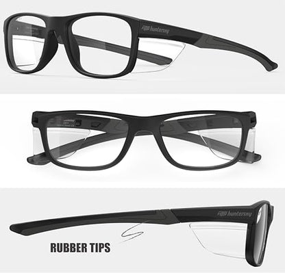 HTS HUNTERSKY TR90NZZ Safety Glasses with Side Shield Small Size Women Men ANSI Z87 Anti Fog Scratch Resistant Lab Pickleball - color: Clear/Smoke 2 Pack
