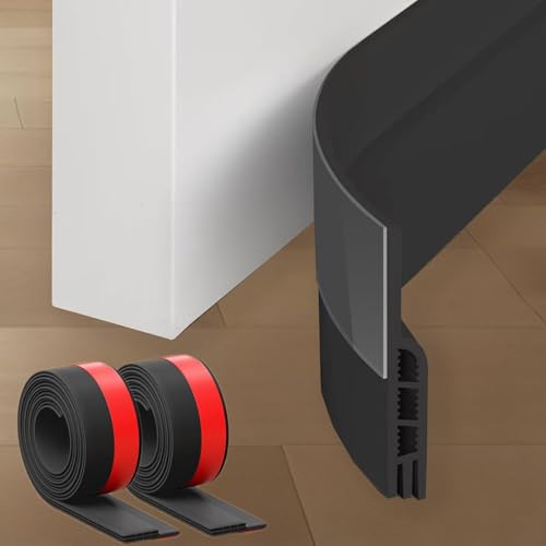 Door Draft Stopper, Door Sweep for Bottom, Under Door Gap Filler Noise Blocker, Weather Stripping Seal for Cold Air Soundproof Insulation, for Exterior and Interior Doors, 39 Inch, Black, 2 - color: Black