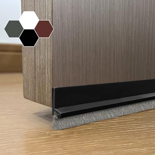 Door Sweep for Bottom of Door, Integrated Bottom Door Draft Stopper with Brush, Self-Adhesive Under Door Seal for Dust/Noise/Hot or Cold Air Insulation, Black 39.37" L/1" W - color: 25-black