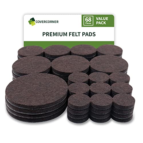Felt Furniture Pads for Hardwood Floors 68 PCS, Furniture Pads, Floor Protectors for Hardwood Floors, Felt Pads for Furniture, Round, Dark Brown, Value Pack - size: 68PCS Value Pack Round Dark Brown