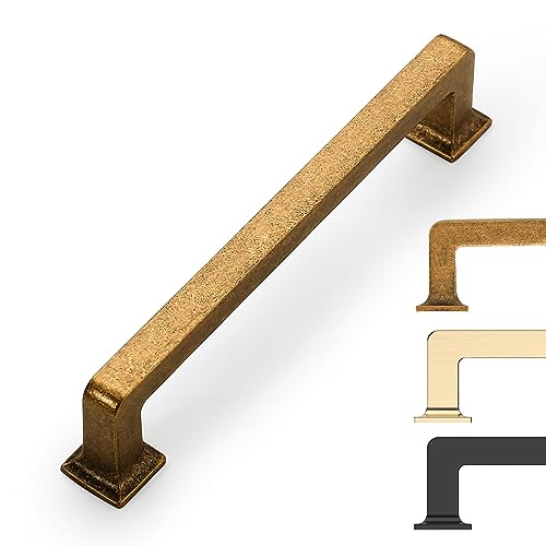 9BUILD 6 Pack Antique Brass Cabinet Pulls 5 Inch Kitchen Cabinet Handles Vintage Drawer Pulls Kitchen Handles for Cabinets Retro Dresser Pulls Drawer Handle - color: Antique Brass, size: 5"/128MM Hole Center, style: 6 Pack