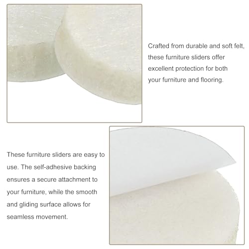 uxcell Furniture Pads, 36Pcs 0.6" - Round Self Adhesive Felt Furniture Pads, Floor Protectors for Furniture Feet Chairs Legs Hardwood Floors (Beige) - size: 0.6"