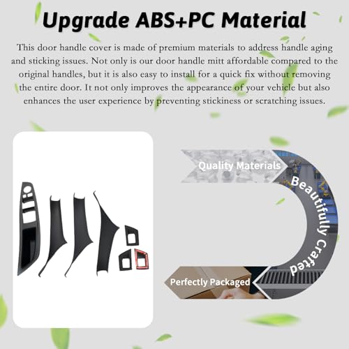 7pcs No-Remove Interior Door Pull Handle Sticky Cover for BMW 5 Series F10/F11 520,523,525,528,530,535 (2010-2016) Fits Driver & Passenger Side Window Switch Armrest Panel (Black) - color: Black