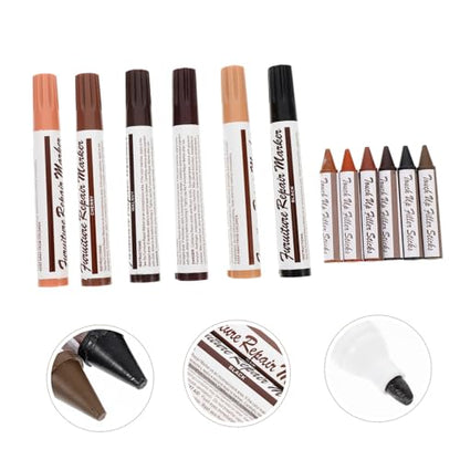 LALAFINA Stain Marker for Wood Floors 12pcs Furniture Touch up Pen Set Scratch Repair Kit