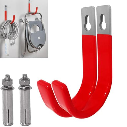 Heavy Duty Steel Garage Hooks,80 lbs Capacity,Large Metal Utility Storage Hook 2 Pack Garden Tool Organizer, Anti-Slip Wall Mount Hose Shed Shop Ladder Hanger J Hook - size: 5.5x1.8Inch