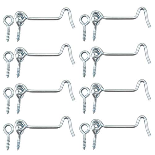 8 Pcs 2.5 inches Cabin Hook Eye Latch Gate Door Swivel Window Door Hook with Mounting Screws (Silver, 2.5 inches) - color: Silver, size: 2.5 inches