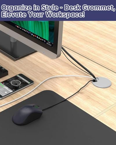 Desk Grommet 3-1/8 inch (80mm) 8 Pieces - White Desk Cable Grommet Desk Cable Hole Covers with Hole Saw for TV, Office, Wires Through Countertop and Home Table - color: Grommet White, size: 3-1/8 inch