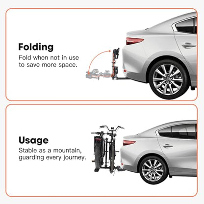 CRAVOT CyberRack E2 Ebike Rack, 200 lbs Capacity Foldable Bike Racks for Tow Hitch Heavy Electric Bike Carrier for 2 E-Bike, Up to 5-inch Fat Tire 2'' Receiver - style: E2-25-200lbs