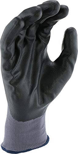 West Chester PosiGrip 713SNF Palm Dip Glove - [Pack of 12] Medium, Industrial Gloves, Black Foam Nitrile Coating on Polyester Shell, Knit Wrist - size: Medium