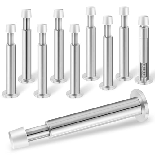 KOLAKO Door Stops, 10 Pack Door Stoppers for Wall, Spring Door Stop 4.4 Inch Long Door Stopper Wall Bumper Protector, Doorstops for Bottom or Top, Silver - color: Silver, size: 4.4 Inch - 10 Pack
