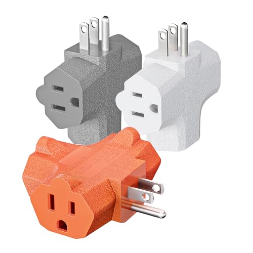 K KASONIC - 3-Outlet Grounding Adapter, [UL Listed] Plug Extender, Heavy-Duty Grounded Power Tap - 3 Pack (Multi-Color) - color: Multi-Color