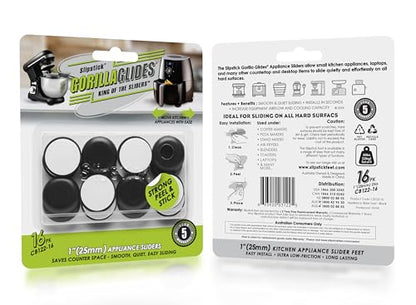 Slipstick GorillaGlides Kitchen Appliance Sliders (16 x 1” Round Glides) Self Adhesive Countertop Appliance Sliders Provide Easy Sliding and Saves Space on Counters - size: 1 Inch Appliance Sliders - 16 Pack