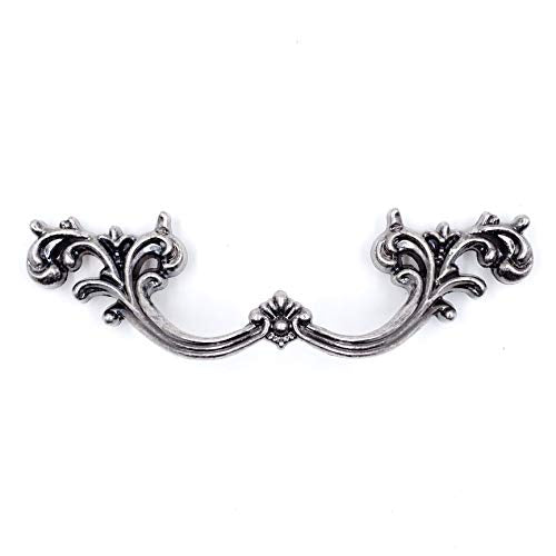 Jetland French Provincial Drawer Pulls - 6-Pack, Aged Silver, 3" Hole Centers, Vintage Shabby Chic Pulls for Dresser Nightstand Cabinet, PW1619OS76 - color: Aged Silver, size: 3 Inch Hole Centers