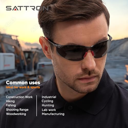 Safety Glasses Tinted 12 Pack, Protective Eyewear for Men Women UV Protection ANSI Z87.1, Safety Sunglasses Bulk Scratch Impact Resistant Eye Protection with Nose Pads for Construction Work Smoke - color: Smoke Lens/Red Temples, style: 12 Pack