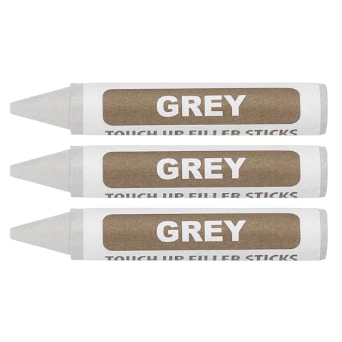 PATIKIL Furniture Markers Touch Up, 3Pcs Wax Wood Filler Sticks Furniture Repair Crayons for Scratches Wood Floor Holes Tables, Grey - color: Gray