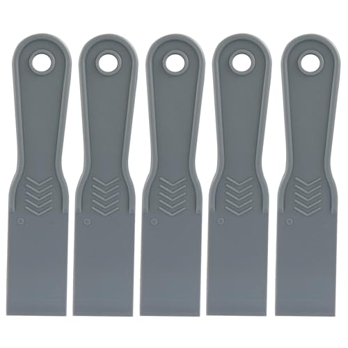 1.5 Inch Plastic Putty Knife Scraper, 5Pcs Flexible Spackle Knife for Spackling, Air Bubble Remover, Sticker Installation, Used for Repairing Walls, Pasting Plaster, Scraping Putty (Grey)